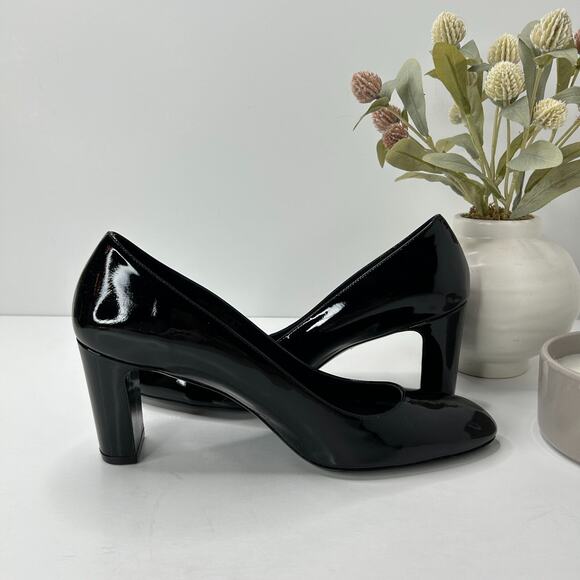 Stuart Weitzman Vida Patent Chunky Block Heel Pumps Black SG204 Women 9.5B NWOB - Picture 8 of 11